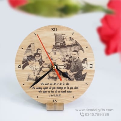 Đồng hồ gỗ khắc hình ảnh, đồng hồ gỗ khắc logo  làm quà tặng độc đáo - 14