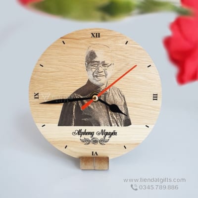 Đồng hồ gỗ khắc hình ảnh, đồng hồ gỗ khắc logo  làm quà tặng độc đáo - 40
