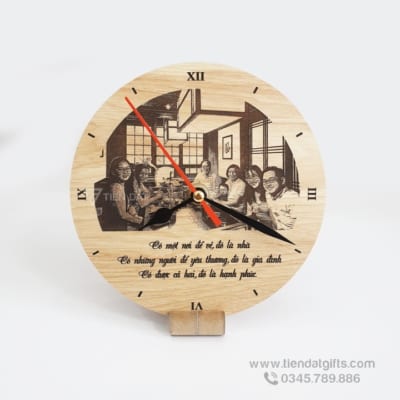 Đồng hồ gỗ khắc hình ảnh, đồng hồ gỗ khắc logo  làm quà tặng độc đáo - 22