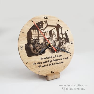 Đồng hồ gỗ khắc hình ảnh, đồng hồ gỗ khắc logo  làm quà tặng độc đáo - 21