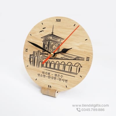 Đồng hồ gỗ khắc hình ảnh, đồng hồ gỗ khắc logo  làm quà tặng độc đáo - 19