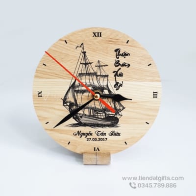 Đồng hồ gỗ khắc hình ảnh, đồng hồ gỗ khắc logo  làm quà tặng độc đáo - 18