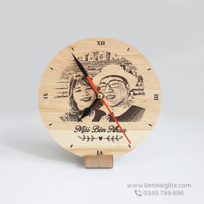 Đồng hồ gỗ khắc hình ảnh, đồng hồ gỗ khắc logo  làm quà tặng độc đáo - 27