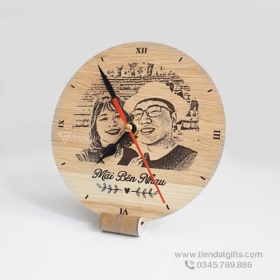Đồng hồ gỗ khắc hình ảnh, đồng hồ gỗ khắc logo  làm quà tặng độc đáo - 26