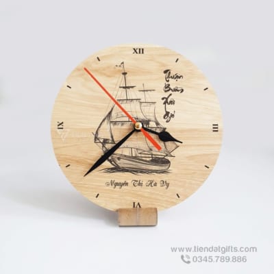 Đồng hồ gỗ khắc hình ảnh, đồng hồ gỗ khắc logo  làm quà tặng độc đáo - 25