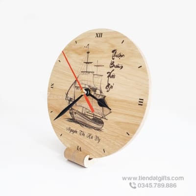 Đồng hồ gỗ khắc hình ảnh, đồng hồ gỗ khắc logo  làm quà tặng độc đáo - 24