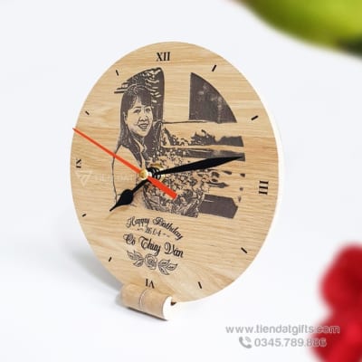 Đồng hồ gỗ khắc hình ảnh, đồng hồ gỗ khắc logo  làm quà tặng độc đáo - 16